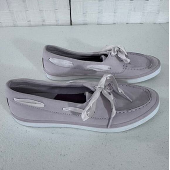 Sperry Shoes - "SPERRY" Sailor ,Leather, Ribbon Lace- Up Boat Shoe , Gray/Lavender,SZ 8, Summer